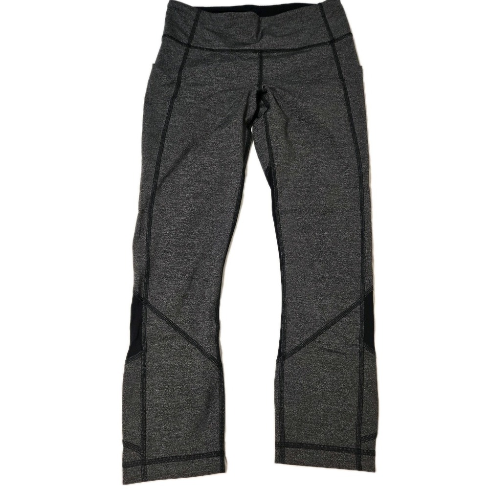 Lululemon Women's Pace Rival Crop Leggings Size 4, Heather Gray/Black